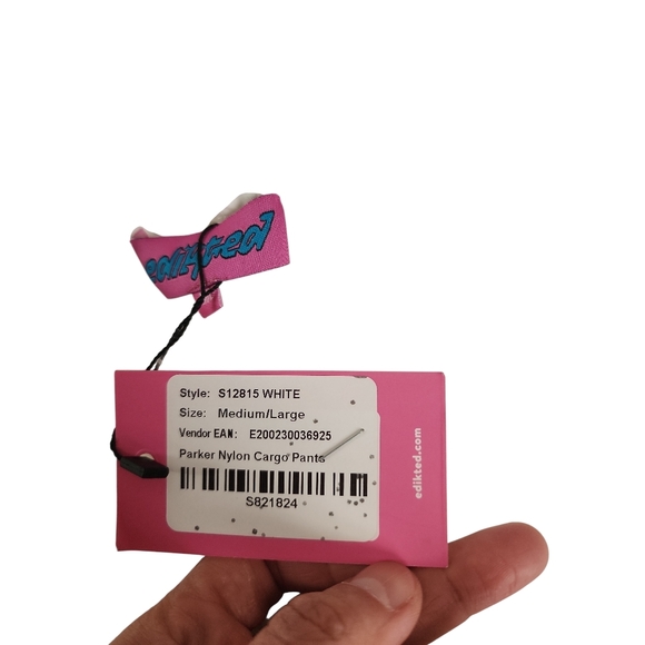 NEW Edikted Parker Nylon Cargo Pants Medium/Large White Parachute Streetwear NWT - Picture 11 of 15